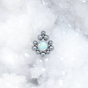 Dermal Jewelry - Surgical Steel Dermal Top - Dermal Piercing - Dermal Top Jewelry with Opal Stone - Internally Threaded Microdermal Top