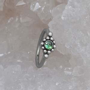 Surgical Steel Tragus Jewelry - Cartilage Ring with CZ Stone - Helix Earring Hoop - Rook Piercing - Conch Clicker - Ear Piercing