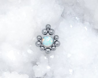 Dermal Jewelry - Surgical Steel Dermal Top - Dermal Piercing - Dermal Top Jewelry with Opal Stone - Internally Threaded Microdermal Top
