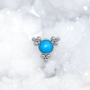 Dermal Piercing - Dermal Top Surgical Steel - Dermal Top Jewelry with Turquoise Stone - Dermal Jewelry Threaded - Microdermal Top