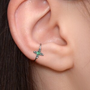 Surgical Steel Conch Ring - Tragus Hoop with CZ Stone - Cartilage Earring Hoop - Seamless Ring for Helix Piercing - Rook Clicker