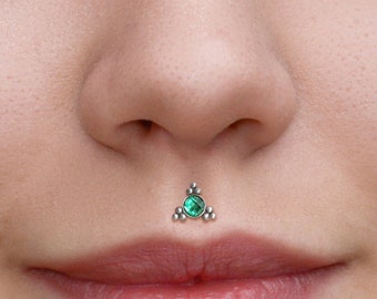 Lip Labret - Labret Piercing Jewelry Surgical Steel - Medusa Flat Back Stud Earring - Monroe Piercing CZ - Philtrum Piercing Jewelry