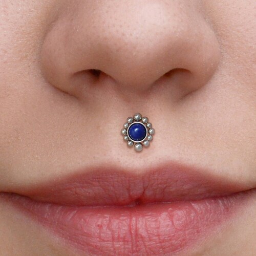 CZ Surgical Steel Internally Threaded Labret Lip Piercing Etsy