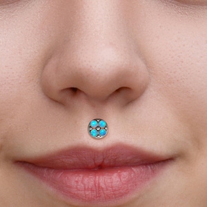 Titanium Lip Piercing Jewelry Opal - Medusa Jewelry - Monroe Stud - Philtrum Labret Piercing - Lip Stud Earring - Labret Ring