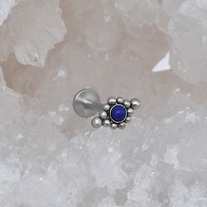 Titanium Medusa Labret Lapis Lazuli - Lip Ring - Lip Labret Jewelry - Monroe Piercing Jewelry - Philtrum Piercing - Philtrum Labret Stud