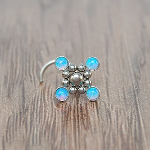 Nose Stud - Surgical Steel Nose Ring - Nose Ring Stud with Opal Stones - Nose Piercing Jewelry - Nose Screw - Nostril Piercing