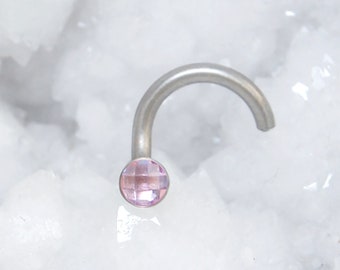 Bijou de nez - Clou de nez en acier chirurgical 316L - Piercing de nez - Bijou de piercing de narine avec pierre CZ - Clou de nez en forme de L