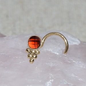3mm Granate Tragus Stud 16g - Perno de anillo de nariz de oro - Pendiente de tragus - Perforación de hélice - Perno de cartílago - Pendiente de cartílago 16g - Perno de nariz