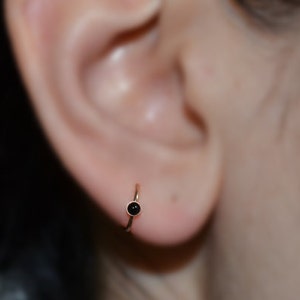 Gold Tragus Earring 2mm Onyx - Rook Earring - Nose Ring Stud - Cartilage Earring - Daith Piercing - Helix Jewelry - Septum Piercing
