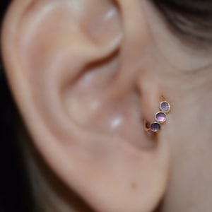 Amethist Tragus Earring - Gouden Neusring - Rook Earring - Kraakbeenhoepel - Forward Helix Earring - Septum Ring - Tragus Piercing 20 gauge