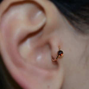 3mm Garnet Tragus Earring - Gold Nose Hoop 7mm - Nose Ring - Cartilage Earring - Tragus Ring 18g - Daith Ring - Helix Hoop - Nose Piercing