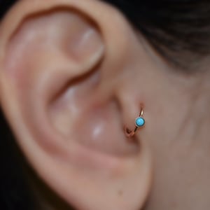 Turquoise Tragus Earring Gold Nose Ring Rook Earring Cartilage Hoop Forward Helix Earring Septum Ring Tragus Piercing 18 gauge image 1