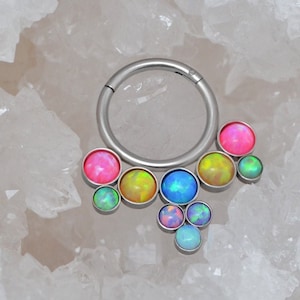 Septum Hoop - Opal Septum Ring 16g - Daith Jewelry Titanium Implant Grade - Septum Piercing - Daith Piercing Jewelry - Septum Clicker