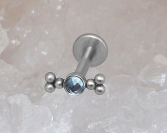Tragus Stud - Cartilage Earring Surgical Steel - Helix Labret with CZ Stone - Internally Threaded Labret Stud for Conch Piercing