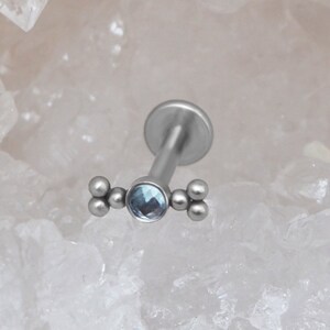 Tragus Stud - Cartilage Earring Surgical Steel - Helix Labret with CZ Stone - Internally Threaded Labret Stud for Conch Piercing