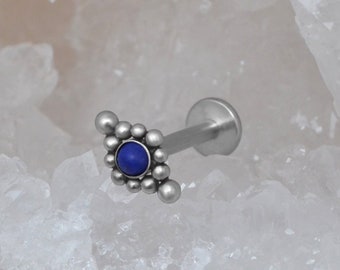 Labret Piercing - Surgical Steel Lip Ring - Medusa Labret Flat Back - Monroe Jewelry - Internally Threaded Labret for Philtrum Piercing