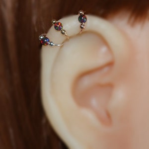 Gold Nose Ring 20g - Tragus Ring 3mm Opal - Forward Helix Earring - Cartilage Earring - Rook Jewelry - Daith Jewelry - Conch Earring