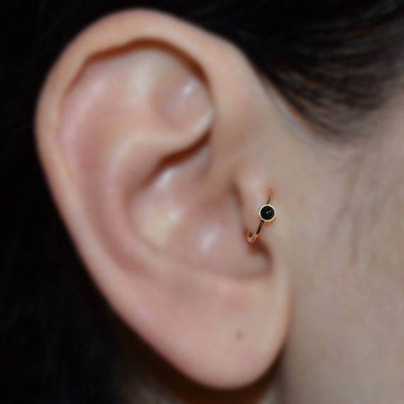 Tragus boucle doreille 20g bague de nez or 2mm Onyx | Etsy