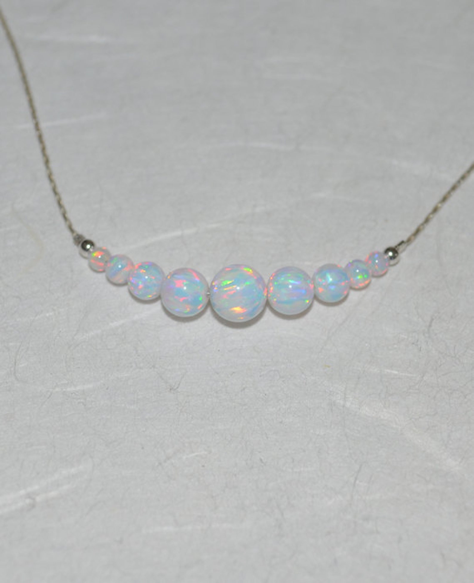 Opal Necklace Tiny Dot Necklace Small Opal Ball Gold Etsy