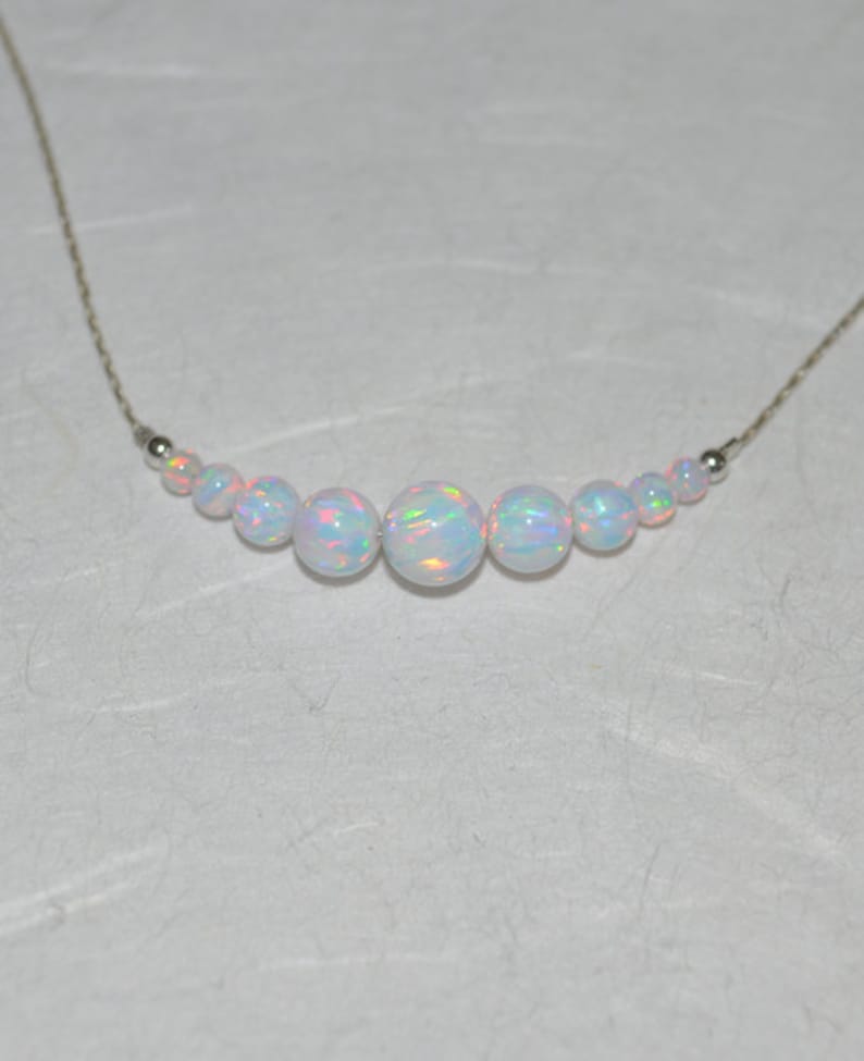 Opal Necklace Tiny Dot Necklace Small Opal Ball Gold Etsy
