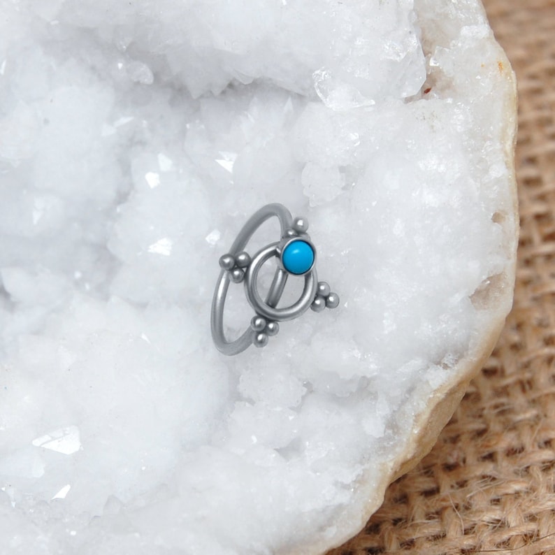 Nose Piercing Hoop Nose Ring Hoop Nostril Jewelry 18g Titanium Nose Ring Turquoise Nose Earring 22g Nose Hoop 20g