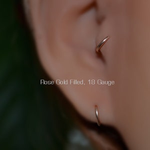 Tragus Earring - Gold Nose Piercing - Nose Ring - Helix Ring - Tragus Hoop - Daith Piercing - Cartilage Ring - Rook - Nose Ring 18g