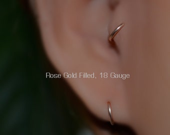 Tragus Earring - Gold Nose Piercing - Nose Ring - Helix Ring - Tragus Hoop - Daith Piercing - Cartilage Ring - Rook - Nose Ring 18g