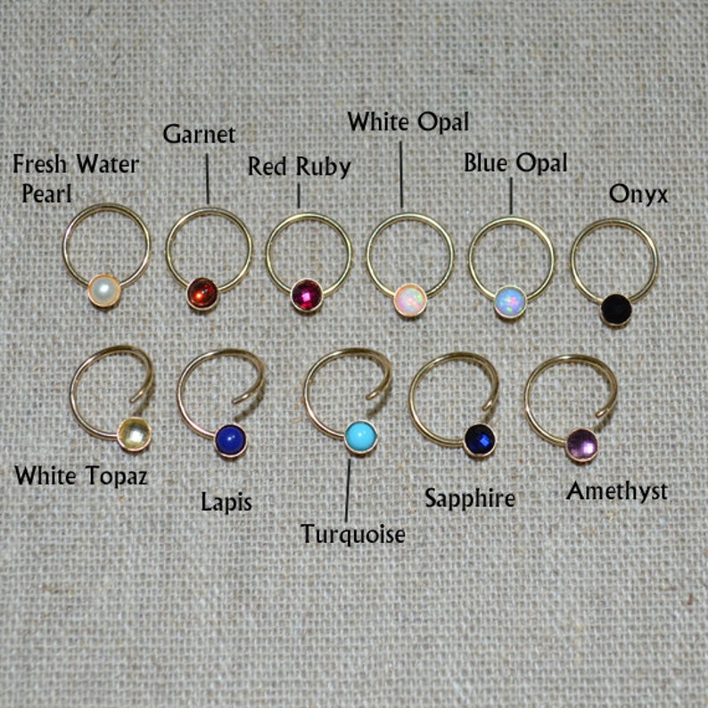 Nose Ring Gold Nose Hoop 3mm Turquoise Helix Earring Rook Piercing Jewelry Septum Ring Tragus Hoop Cartilage Piercing 18g image 5