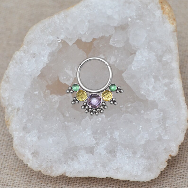 Daith Earring CZ Daith Piercing Septum Clicker Hoop Surgical Steel Septum Earring Septum Clicker Septum Jewelry 16g