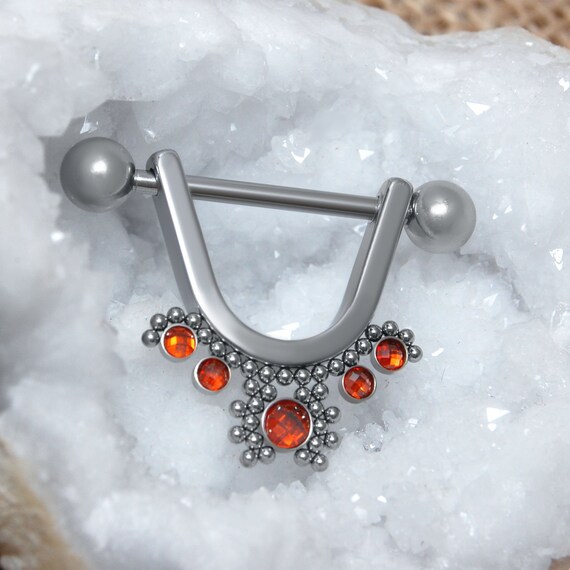 Nipple Barbell - CZ Nipple Ring Surgical Steel - Nipple Shields - Nipple Bar - Nipple Piercing - Nipple Jewelry