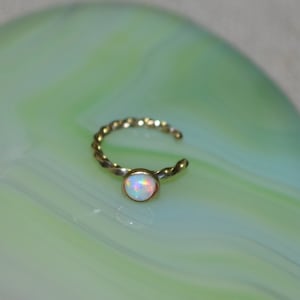 14k Gold Filled Fake Nose Ring - White Opal Nose Cuff - Fake Tragus Earring - Faux Piercing - Fake Cartilage Earring 18 gauge - Fake Conch