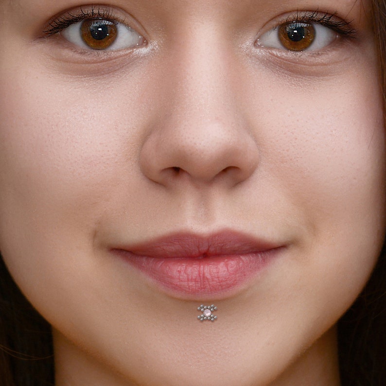 Monroe Labret Titanium Philtrum Piercing Jewelry Lip Ring Lip Labret Stud CZ Labret Earring Medusa Lip Piercing