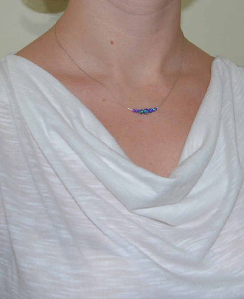Opal Necklace Opal Ball Silver Necklace Purple Opal Charm - Etsy