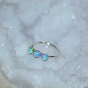 Silver Nose Ring - Blue 2mm Opal Nose Hoop - Rook Earring - Septum Piercing - Tragus Jewelry - Cartilage Earring Hoop - Daith Ring 20 gauge