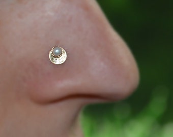 3mm Pearl Nose Stud - Gold Nose Ring Stud - Rook Earring - Cartilage Stud - Tragus Stud - Nose Screw - Helix Stud - Nose Piercing 20g