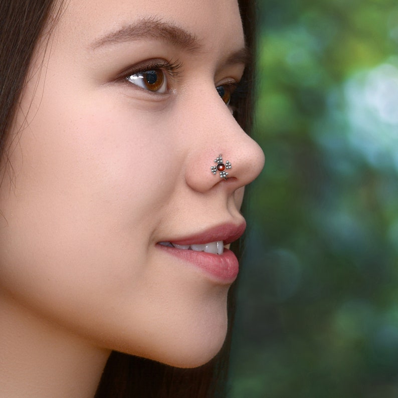 Nose Earring 22g Nose Hoop 20g Nose Piercing Hoop Nose Ring Hoop Titanium Nose Ring Garnet Nostril Jewelry 18g Jewelry Body Jewelry Valresa Com