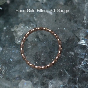 Gold Nose Ring Hoop - Nose Stud - Tragus Earring - Cartilage Hoop Earring - Daith Earring - 24g Rook - Septum Jewelry - Conch Piercing