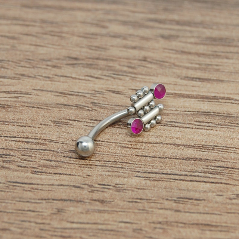 Titanium Curved Barbell Rook Eyebrow Piercing Ruby Rook Etsy