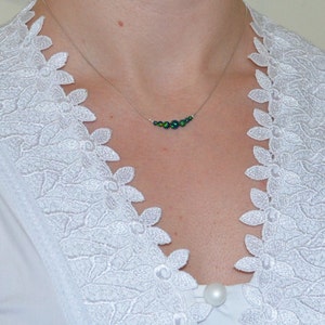 Elegant Blue Green Opal Necklace, Opal Jewelry, opal bead necklace, opal Silver necklace, simple tiny dot/ball horizontal bar necklace