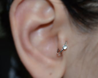 Boucle d'oreille tragus 20 g - anneau de nez en argent - cerceau tragus transparent CZ - boucle d'oreille hélice avant - boucle d'oreille cartilage - piercing tour - boucle d'oreille conque