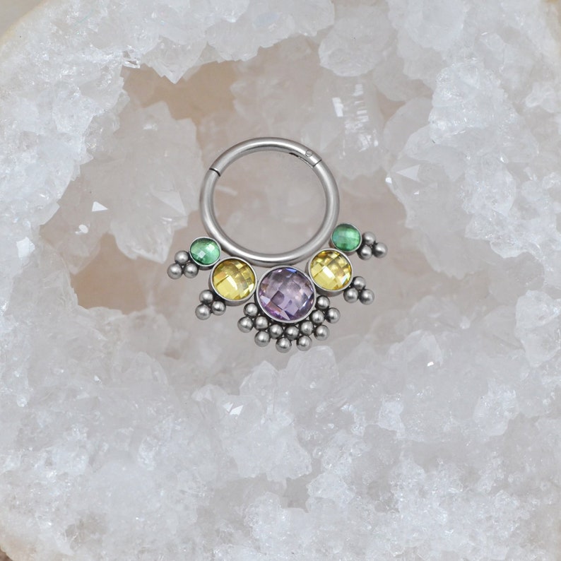 Daith Earring CZ Daith Piercing Septum Clicker Hoop Surgical Steel Septum Earring Septum Clicker Septum Jewelry 16g