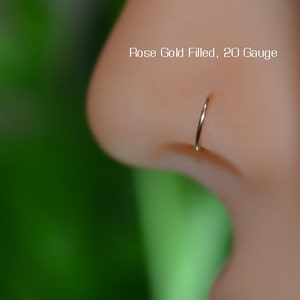 Small 14k Rose Gold Filled Fake Nose Ring - Nose Cuff - Fake Tragus Earring - Faux Piercing - Fake Cartilage Earring 18 gauge - Fake Conch