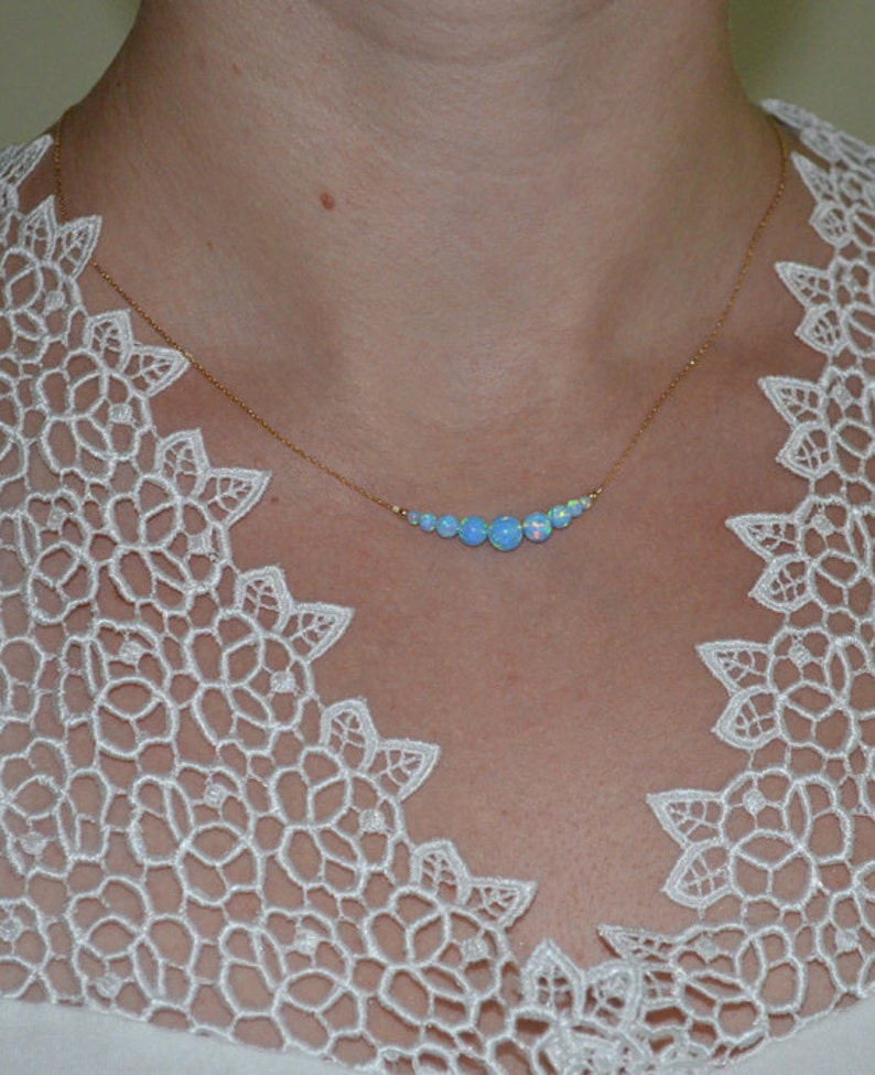 Bahamas Bright Sky Blue Opal Gemstone Beaded Necklace main image 0