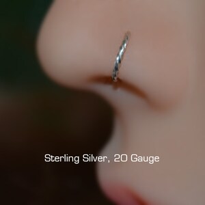 Small Nose Ring - Silver Nose Stud - Nose Hoop - 8mm Cartilage Earring - Tragus Earring - Daith Ring - Helix Hoop - Nose Piercing 20g