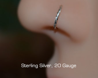 Small Nose Ring - Silver Nose Stud - Nose Hoop - 8mm Cartilage Earring - Tragus Earring - Daith Ring - Helix Hoop - Nose Piercing 20g