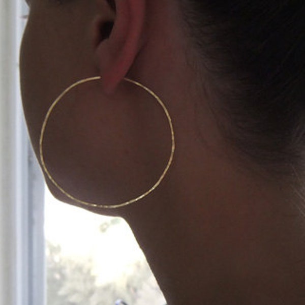 Hammered Hoop Earrings - 14k Gold Filled Large Hoop Earrings - Hoop Earrings Gold - Circle Earrings