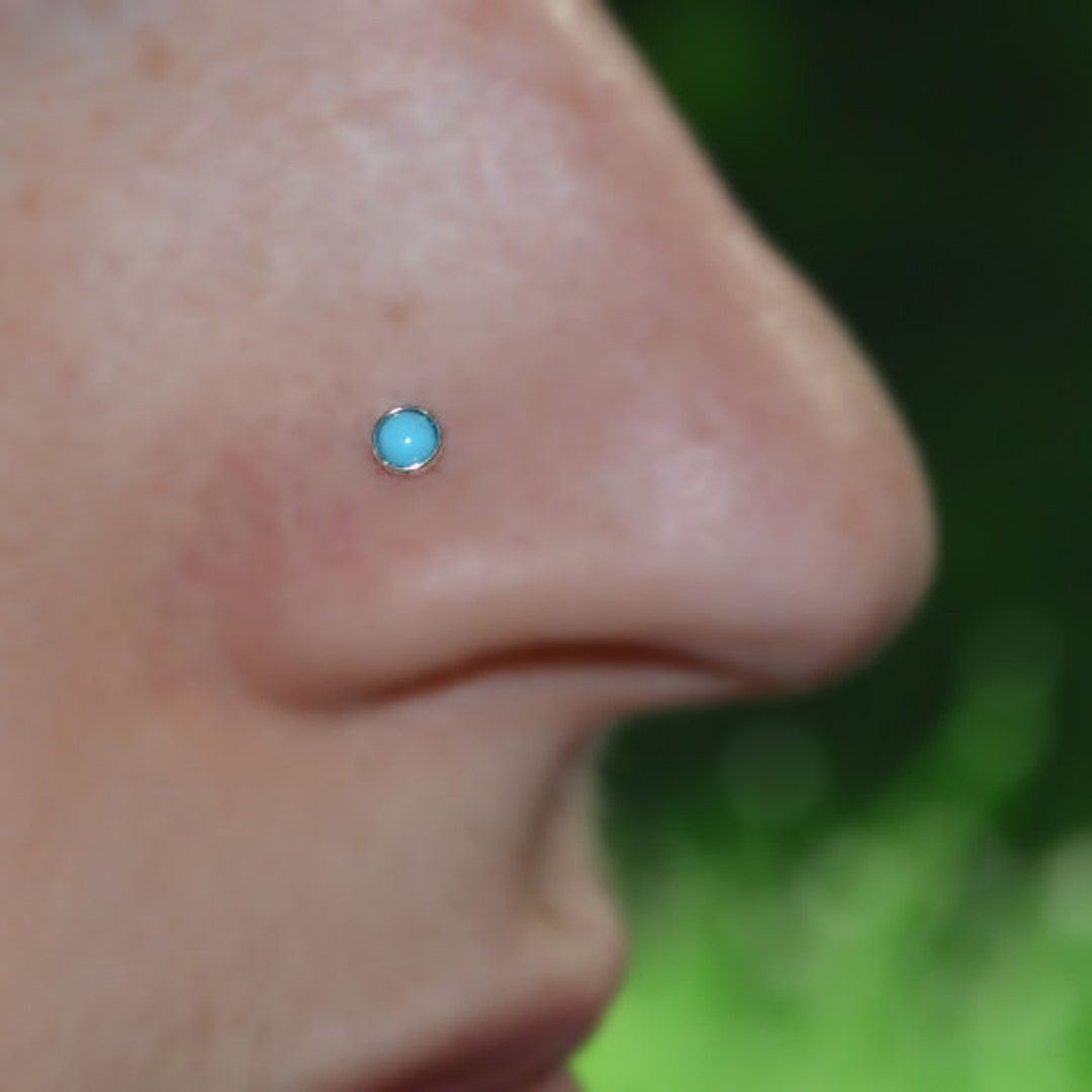 Buy 3mm Turquoise Nose Ring Stud Silver Nose Piercing Nose Stud Helix  Earring Stud Tragus Jewelry Cartilage Hoop Conch Piercing 18g Online 