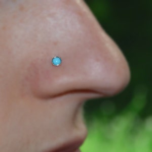 3mm Turquoise neusring Stud - zilveren neuspiercing - neus Stud - Helix Earring Stud - tragus sieraden - kraakbeen hoepel - conch piercing 18g