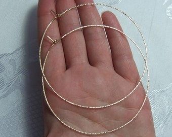 Large Hoop Earrings - Gold Hoop Earrings 3 inch - Large Hoops - Textured Earings - Thin Hoop Earrings