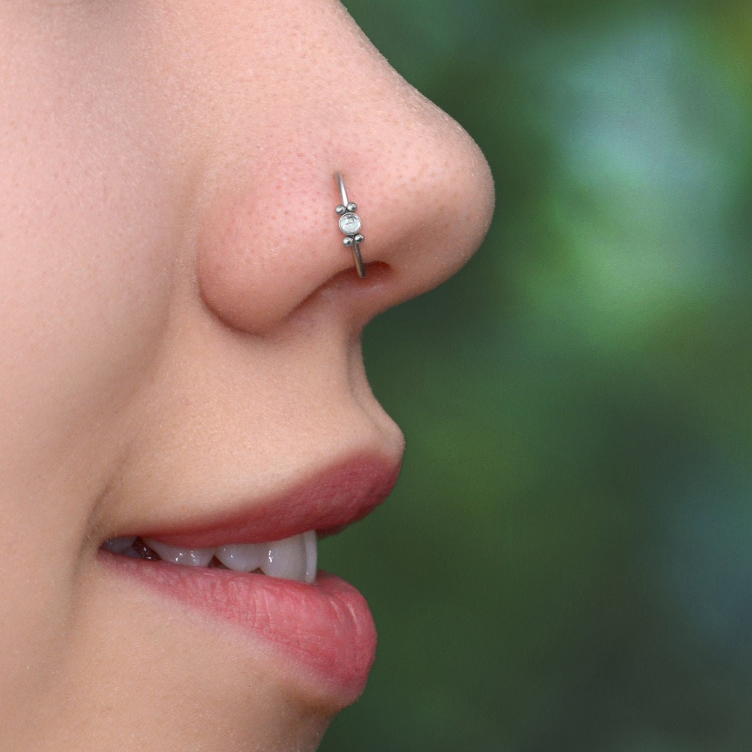 CZ Nose Ring Hoop Titanium Nose Piercing Jewelry 18g Nose Hoop 20g